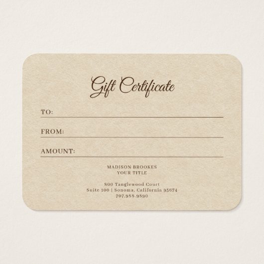 Boho Desert Sun Wellness Business Gift証明書 (裏面)