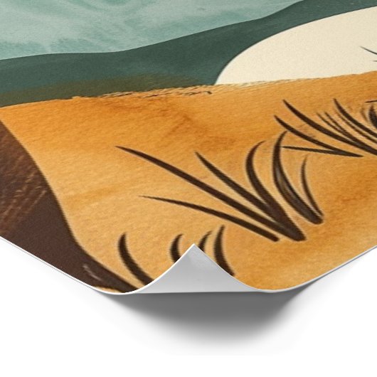 Boho Desert Sunset Landscape Wall Art Print ポスター (角)