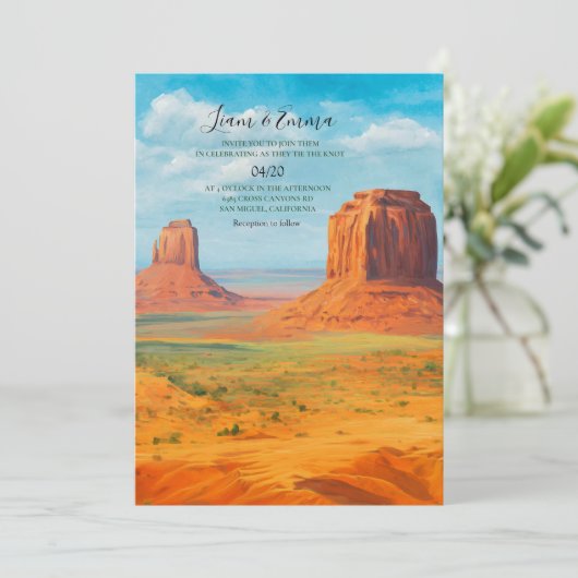 Boho Desert Wedding Invitation Monument Valley AZ 招待状 (スタンド正面)