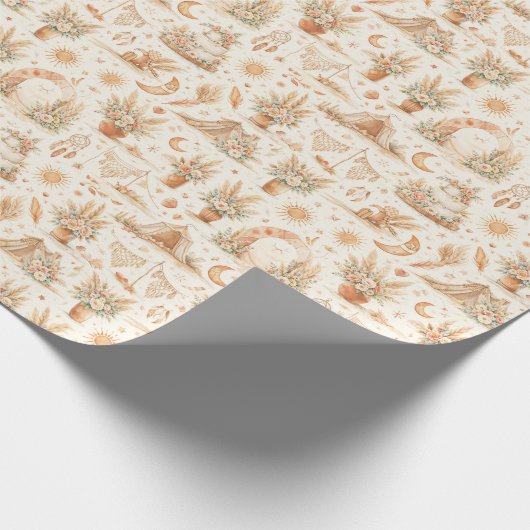 Boho Desert Wedding Watercolor Pattern ラッピングペーパー (角)