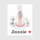 Boho Design- Frau mit Dreadlocks- Meditation- OM シール (シート)