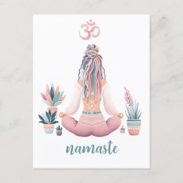 Boho Design- Frau mit Dreadlocks- Meditation- OM ポストカード