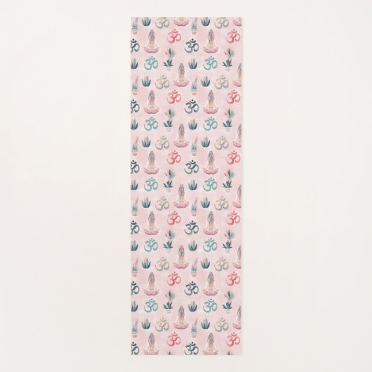 Boho Design- Frau mit Dreadlocks- Meditation- OM ヨガマット (正面)