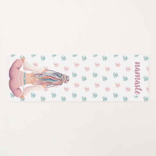 Boho Design- Frau mit Dreadlocks- Meditation- OM ヨガマット (正面(横))