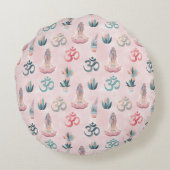 Boho Design- Frau mit Dreadlocks- Meditation- OM ラウンドクッション (裏面)