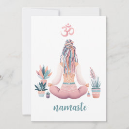 Boho Design- Frau mit Dreadlocks- Meditation- OM 招待状