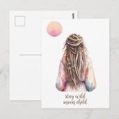 Boho Design- Frau mit Dreadlocks- Mond ポストカード (正面/裏面)