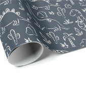 Boho Dinosaur Dino Boy Kids Baby T-Rex Dark Blue ラッピングペーパー (ロールコーナー)