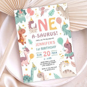 Boho Dinosaur Girl 1st Birthday Invitation 招待状