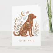 Boho Dog Greeting Card – Dog Lover Gift サンキューカード (正面)