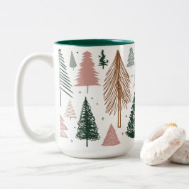 Boho Doodleクリスマスツリーパターン ツートーンマグカップ