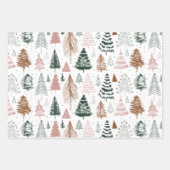 Boho Doodleクリスマスツリーパターン ラッピングペーパーシート (正面)