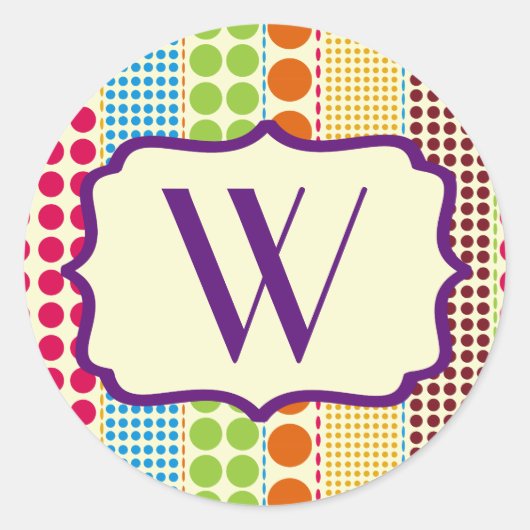 Boho Dotsモノグラムシール ラウンドシール (正面)
