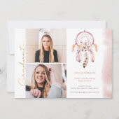 Boho Dream Catcher金ゴールドスクリプト写真卒業 案内状 (正面)