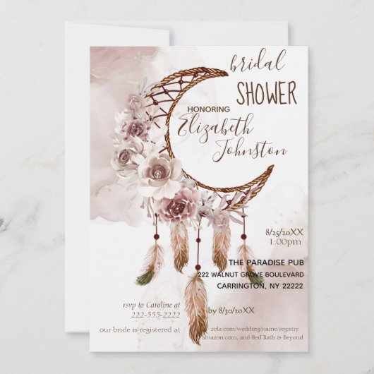 Boho Dream Catcher Bridal Shower Invitation 招待状 (正面)
