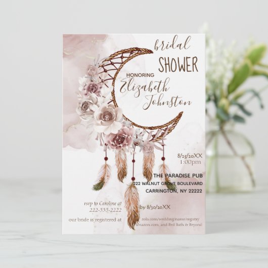Boho Dream Catcher Bridal Shower Invitation 招待状 (スタンド正面)
