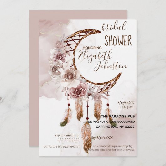 Boho Dream Catcher Bridal Shower Invitation 招待状 (正面/裏面)