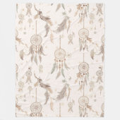Boho Dream Catcher Celestial Feathers Soft Fleece フリースブランケット (正面)