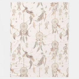 Boho Dream Catcher Celestial Feathers Soft Fleece フリースブランケット