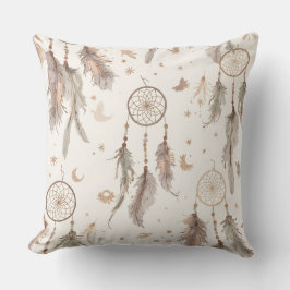 Boho Dream Catcher Feather Pattern Throw Pillow クッション