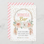 Boho Dream-catcher Mimosaバーサイン5x7" 招待状 (正面/裏面)