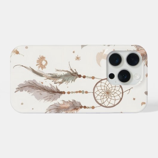 Boho Dream Catcher Phone Case Ethereal Feathers iPhoneケース (裏面横)