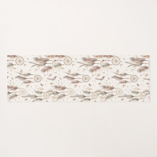 Boho Dream Catcher Yoga Mat Ethereal Feathers ヨガマット (裏面(横))