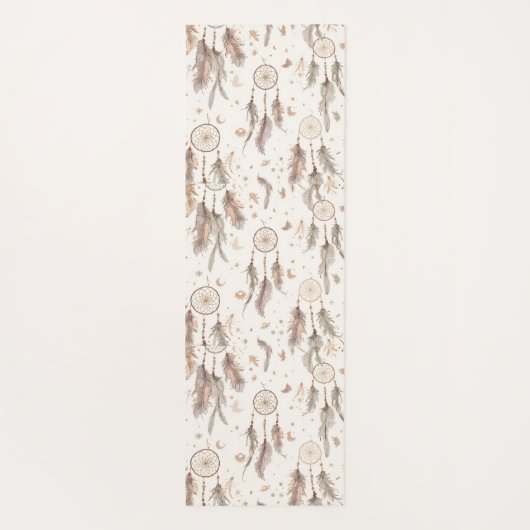 Boho Dream Catcher Yoga Mat Ethereal Feathers ヨガマット (裏面)