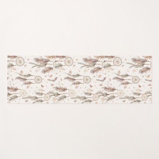 Boho Dream Catcher Yoga Mat Ethereal Feathers ヨガマット (正面(横))