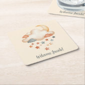 Boho Dream Cloud Baby Shower Coaster スクエアペーパーコースター (アングル)