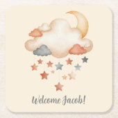 Boho Dream Cloud Baby Shower Coaster スクエアペーパーコースター (正面)