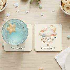 Boho Dream Cloud Baby Shower Coaster スクエアペーパーコースター