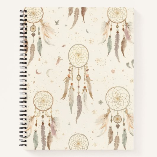Boho Dreamcatcher Journal | Ethereal Feathers ノートブック (正面)