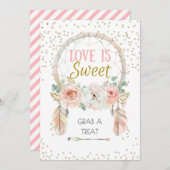 Boho Dreamcatcher Love is Sweet Sign 5x7" 招待状 (正面/裏面)