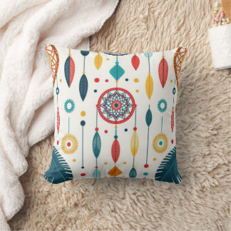 Boho Dreamcatcher Pattern Throw Pillow クッション