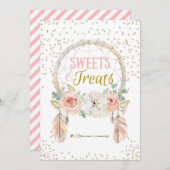 Boho Dreamcatcher Sweets Treats Sign 5x7" 招待状 (正面/裏面)
