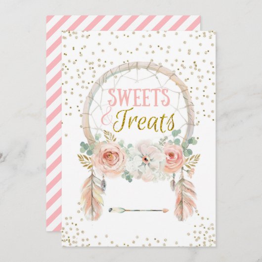 Boho Dreamcatcher Sweets Treats Sign 5x7" 招待状 (正面/裏面)
