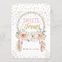 Boho Dreamcatcher Sweets Treats Sign 5x7" 招待状