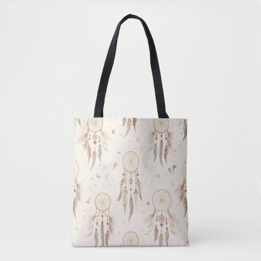 Boho Dreamcatcher Tote Bag | Ethereal Feathers トートバッグ (正面)