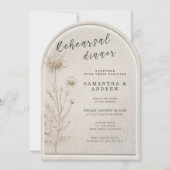 Boho Dried Floral Pampas Arch Rehearsal Dinner 招待状 (正面)