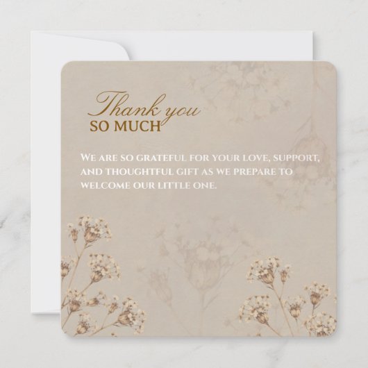 Boho Dried Flower Baby Shower Card サンキューカード (正面)