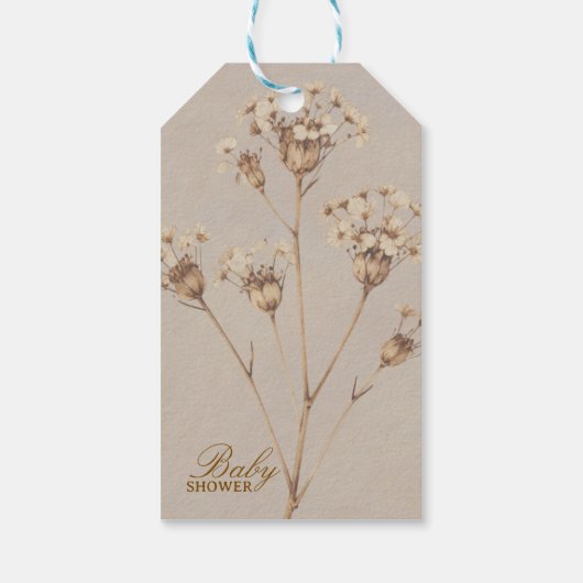 Boho Dried Flower Baby Shower Invitation ギフトタグ (裏面)