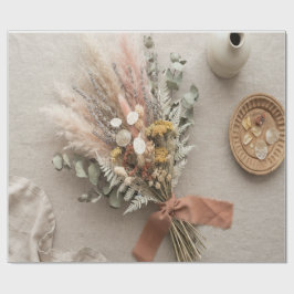 Boho Dried Flowers Wrapping Paper ラッピングペーパー