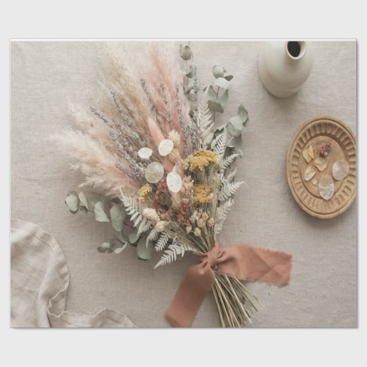 Boho Dried Flowers Wrapping Paper ラッピングペーパー (フラット)