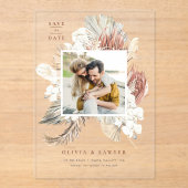 Boho Dried Palm and Orchids Photo Save the Date アクリル招待状 (正面)