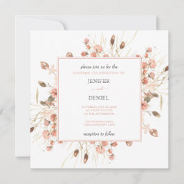 Boho Dried Watercolor Floral Wedding 招待状