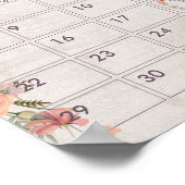 Boho Due Date Calendar Sign Baby Shower Game ポスター (角)
