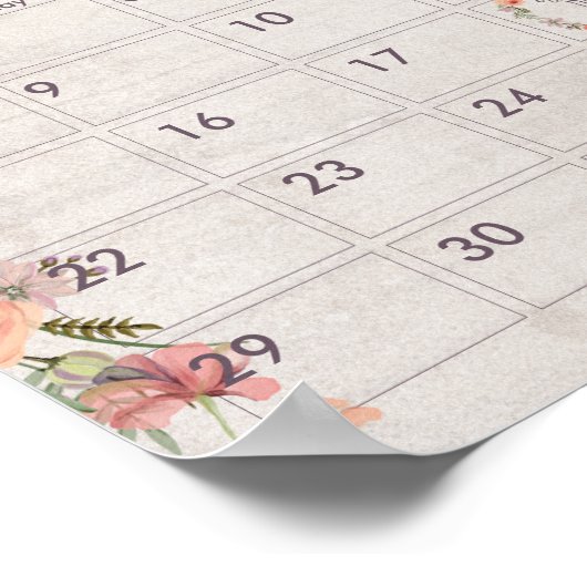 Boho Due Date Calendar Sign Baby Shower Game ポスター (角)