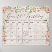 Boho Due Date Calendar Sign Baby Shower Game ポスター (正面)
