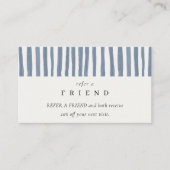 Boho Dusky Blue Watercolor Strips Refer A Friend 名刺 (正面)